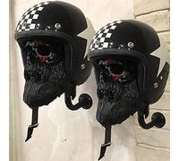 FLLG Motorcycle Skull Helmet Holder,Monté Mural De La Résine Étalage Casque, pour Vélo, Manteaux,Casquettes, Balles De Baseball Et Casque De Rugby,Cadeaux pour Les Cavaliers A,2pcs