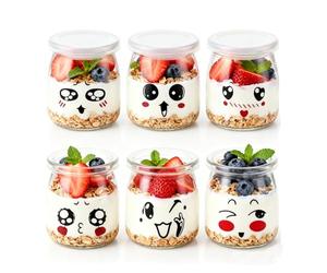 Flliberté 200 ML/136 GR Pot Yaourt, 6 Pots Yaourts avec Couvercle, Pot en Verre pour Yaourt Maison, Desserts Maison, Overnight Oats