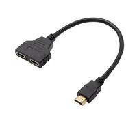 Fllyvly Câble Répartiteur HDMI 1 Entrée 2 Sorties, Adaptateur HDMI pour Duplication de Signal, Compatible avec Xbox, PS3, HDTV, 1080p,multiprise hdmi pour TV, Longueur 30 cm, Connecteur Plaqué Or