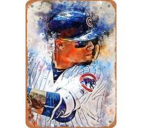 FLmiling Plaque en métal avec légendes du baseball Javier Baez - Décoration murale rétro vintage - 20,3 x 30,5 cm