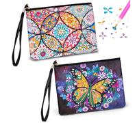 Flnlano 2Pcs Beauty Case Donna Borsa per Cosmetici, Mini Borsa per Cosmetici con Diamanti Colorati Fai da Te, Organizer Cosmetici per Borsa Porta Trucchi da Viaggio Borsa Cosmetica per Uso Quotidiano