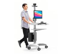 FLNOZAMZ Chariot d'ordinateur Mobile d'hôpital réglable en Hauteur, télémédecine, Chariot de Moniteur médical, étagère à Clavier Amovible et Plateau relevable, Facile à Installer