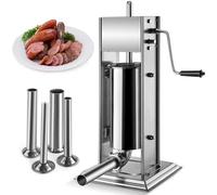 FLNOZAMZ Machine à saucisses Manuelle, 3l 5l 7l 10l 15l Poussoir à saucisses Vertical Robots culinaires 4 Buses de Remplissage Accessoires de Cuisine Appareil ménager (7L)