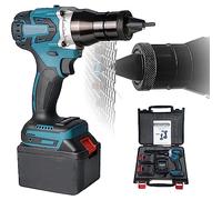 FLNOZAMZ Pistolet à Rivets électrique Automatique, riveteuse sans Fil 2x4000mAh, Outil à écrou à Rivet, Kits de Pistolet à Rivets Portable, Pistolet à Rivets Professionnel, 233x222x110 mm