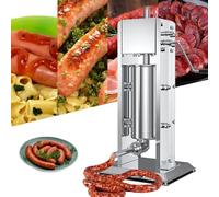 FLNOZAMZ Poussoir à saucisses, Cuisine Verticale, Machine à saucisses de Viande Manuelle en Acier Inoxydable avec Base d'aspiration, 6 Buses de Remplissage Professionnelles de Taille (10L)