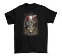 Float Down Here IT T-Shirt Unisex Funny Cotton Adult Clown Stephen King Black S