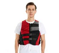 Float Jacket Neoprene Floating Swim Safety Breathable Kayak Float Jacket Portable Foldable Water Sports for Kayaking Boating Surfing Fishing Canoeing Rafting Outdoor Safety Gear(Red,L)