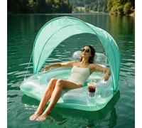 Float Joy Bouee Piscine Adultes Matelas Gonflable Piscine 105cm avec 2 Porte Gobelets Baldaquin Transat Gonflable Tapis Flottant Piscine