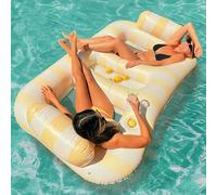 Float Joy Matelas Gonflable Piscine Bouée Piscine Adulte 200 X 120cm Jeux Piscine Transat Gonflable Tapis Flottant Piscine pour 2 Personnes
