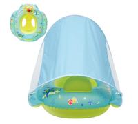 Float with Canopy - Pool Floats for with Canopy, Safety Sun Protection | Inflatable Cartoon PVC Padded Bath Seat Steering Wheel Toy for 1-4 Years Old Girl Beach River Lake Boat Summer