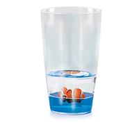 Floatarama Deluxebase Tumbler - Poisson Clown de Verre pour Enfant en Acrylique avec Figurines d'Animaux Flottants. Gobelet poisson clown de 250 ml sans BPA, vaisselle pour enfants et adultes