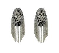 Floatdream 2 Pièces Épaulettes Punk en Métal à Pompons Dorées Convienant Pour L'Armée Masculine, La Mascarade, La Performance Sur Scène, La Décoration D'Uniforme (Argent)