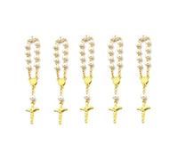 Floatdream 5 Pièces Mini Rosaires, Perles de Chapelet de Baptême, Catholique Bracelet Chapelet, Décoration de Chaîne de Doigt de Chapelet, pour Communion, Mariage, Fête Cadeaux