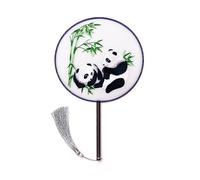 Floatdream Éventail à Main de Style Chinois avec Broderie Panda, Éventail de Style Rétro Chinois, Éventail à Main, Utilisé pour Combiner Hanfu, Photographier et Refroidir