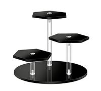 Floatdream Présentoir de Maquettes Manuelles à Trois Endroits, Présentoirs à Bijoux, Présentoir Acrylique Noir, Pour Montrer des Figurines, des Bijoux, des Parfums(Noir