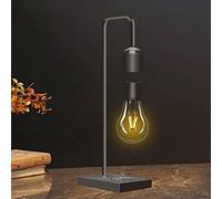 Floatidea Ampoule à lévitation magnétique avec socle de recharge sans fil de luxe (Apple/Android) Lampe de table flottante noire à lévitation Veilleuse à LED pour chambres Bureau Cadeaux