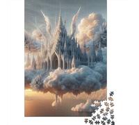 Floating Castle in The Clouds Puzzle Adulte 1000 Pièces, 52x38cm/1000pcs, Projet À Partager avec des Proches; Pièces Blanches pour Un Tri Ordonné