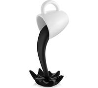 Floating Coffee Cup Art Sculpture Creative Spilling Coffee Cup Kitchen Decor, Present for Coffee Lover (Black)