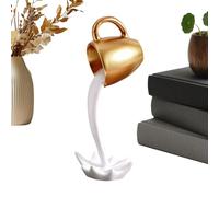 Floating Coffee Cup Sculpture, Resin Spilling Coffee Illusion Figurine Table Decor Funny Home Accent Ornament for Bookshelf Bedside Dining Table Nightstand Birthday Housewarming Gift Decoration