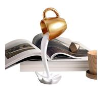 Floating Coffee Cup Statue, Cup Desk Ornament, 5.71x2.17x1.18 inches Decorative Sculpture Figurine, Synthetic Resin Coffee Display Art, Creative Illusion Desk Decor, Bookshelf Bedroom Nightstand