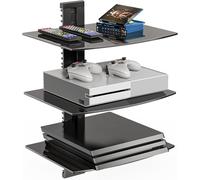 Floating Entertainment Center Shelves,Holds Up To 17.6 Lb,Tv Shelf With Reinforced Tempered Glass For Dvd Players,Set Top Boxes,Tv Accessories (Cs303b),3 Shelves,Black
