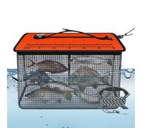Floating Fishing Basket, Foldable Net Cage, Reflective Storage Trap, Heavy-Duty Mesh Build, Secure Catch Retention, Ideal for Stream Sea Rock and Live Caught Fish Storage