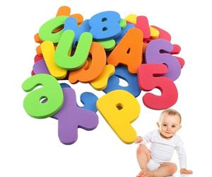 Floating Letter Bath Toy - 36PCS Foam Ábc Numbers Set | Colorful Floating Bathtub Learning Stickers for Tođdlers Kids Boys Girls | Educational Soft Foam Alphabet Play Toy