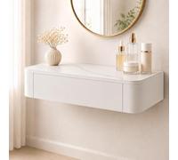 Floating Makeup Vanity, Wall Mounted Vanity Desk, Hanging Dressing Table | Fully Assembled Solid Wood Core, Rounded Edges And Included Hardware Simplify Wall Installation(M-White,23.6"/60cm)