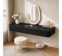 Floating Makeup Vanity, Wall Mounted Vanity Desk, Hanging Dressing Table | Fully Assembled Solid Wood Core, Rounded Edges And Included Hardware Simplify Wall Installation(Black,39.4"/100cm)
