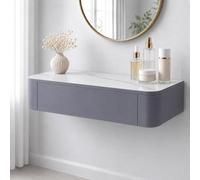 Floating Makeup Vanity, Wall Mounted Vanity Desk, Hanging Dressing Table | Fully Assembled Solid Wood Core, Rounded Edges And Included Hardware Simplify Wall Installation(M-Gray,23.6"/60cm)