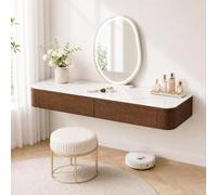 Floating Makeup Vanity, Wall Mounted Vanity Desk, Hanging Dressing Table | Fully Assembled Solid Wood Core, Rounded Edges And Included Hardware Simplify Wall Installation(M-Walnut,47.2"/120cm)
