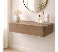 Floating Makeup Vanity, Wall Mounted Vanity Desk, Hanging Dressing Table | Fully Assembled Solid Wood Core, Rounded Edges And Included Hardware Simplify Wall Installation(Oak,23.6"/60cm)