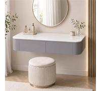 Floating Makeup Vanity, Wall Mounted Vanity Desk, Hanging Dressing Table | Fully Assembled Solid Wood Core, Rounded Edges And Included Hardware Simplify Wall Installation(M-Gray,39.4"/100cm)