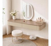 Floating Makeup Vanity, Wall Mounted Vanity Desk, Hanging Dressing Table | Fully Assembled Solid Wood Core, Rounded Edges And Included Hardware Simplify Wall Installation(Oak Khaki,39.4"/100cm)