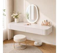 Floating Makeup Vanity, Wall Mounted Vanity Desk, Hanging Dressing Table | Fully Assembled Solid Wood Core, Rounded Edges And Included Hardware Simplify Wall Installation(White,39.4"/100cm)
