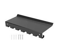 Floating Shelf Organizer Wall Mounted Gym Storage Rack with T Lock Adapter Hooks for Fitness Workout Gear Home Gym Garage Equipment Heavy Duty Metal 15x6.2x2 Inch Black