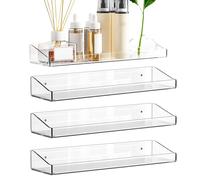 Floating Shelves - ABS 38.5cm, Clear Display Rack, Wall Storage Shelf | Stylish Bathroom Organizer Shelf For Makeup, Cosmetics, Perfume, Books, Action Figures, Dolls, Electronics, Home Decoration