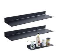 Floating Shelves, Wall Display, 11.81x4.72x1.57in Aluminum Alloy Rack, 2-Piece Set, Space-Saving Design, Home Decoration for Living Room, Bedroom, Study Room, Organization, Storage, Modern Style