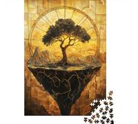 Floating Tree and Mountain Puzzle 1000 Pièces pour Adultes, 52x38cm/1000pcs, À Savourer Seul Ou en Bonne Compagnie; Carton Blanc Lisse pour Le Tri