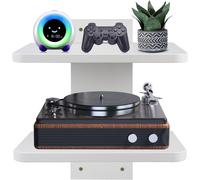 Floating TV Cable Box Shelf,Projector Wall Mount,Entertainment Media Bracket,DVD Shelf,for PS4/Cable Box/DVD Players/Game Console (Wood 2Layer)