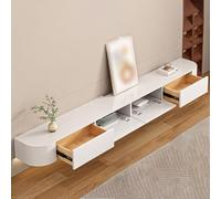 Floating TV Entertainment Center with Hidden Compartments Wall Mounted Modern Media Console for Apartments Sleek White TV Cabinet with Open Shelves (200 cm)