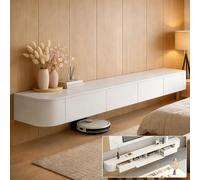 Floating TV Stand Wall Mounted TV Cabinet Modern TV Media Console Center 47-118 in Wall Mounted Media Console TV Stand with Door Large Storage for Living Room Bedroom(White,55.1IN)