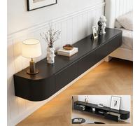 Floating TV Stand Wall Mounted TV Cabinet Modern TV Media Console Center 47-118 in Wall Mounted Media Console TV Stand with Door Large Storage for Living Room Bedroom(Black LED,94.5IN)
