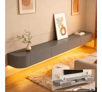 Floating TV Stand Wall Mounted TV Cabinet Modern TV Media Console Center 47-118 in Wall Mounted Media Console TV Stand with Door Large Storage for Living Room Bedroom(Grey LED,118.1IN)