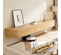 Floating TV Stand Wall Mounted TV Cabinet Modern TV Media Console Center 47-118 in Wall Mounted Media Console TV Stand with Door Large Storage for Living Room Bedroom(Wood,47.2IN)