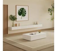 Floating TV Stand Wall Mounted - Waterproof Entertainment Center with Storage, Modern Wall-Mounted Media Console for Living Room, Engineered Wood, Easy to Install(White,300 cm/118.11 in)