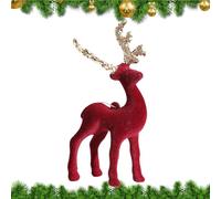 Flocage de décoration de Noël de rennes - Figurines de vacances en velours | Statue de cerf élégante pour pièce maîtresse de table, décoration du pays des merveilles d’hiver, ornement de maison