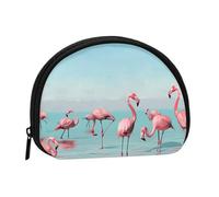 Flock of Flamingos On The Beach Imprimé Coin Purse Pouch Shell Pouch Wallet Mini Sac de Rangement Cosmétique pour Femme Fille, Noir , Taille unique, Pochette à monnaie