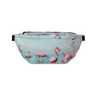 Flock of Flamingos on The Beach Sac banane réglable léger pour la marche, le cyclisme, la randonnée, les voyages, Noir , Taille unique, Sac à dos décontracté