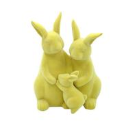 Flocked Bunny - Rabbit Figurines for Spring Display | Charming Pastel Accents Seasonal Table Highlight with Velvet Touch Coating Handcrafted Details Lightweight Resin Build for Dining Table, Mantel St
